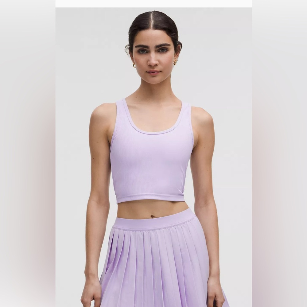 Lululemon Power Pivot Tank Top Ribbed Workout, Lavender Frost Size XXS NEW